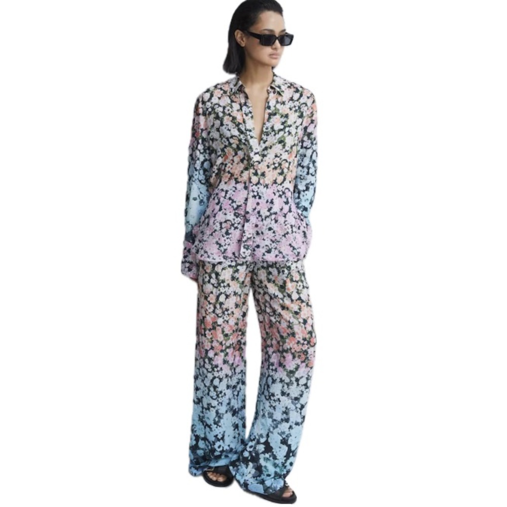 Reiss, NWOT Serena Floral Wide Leg Pants, Size 4 - Picture 2 of 16